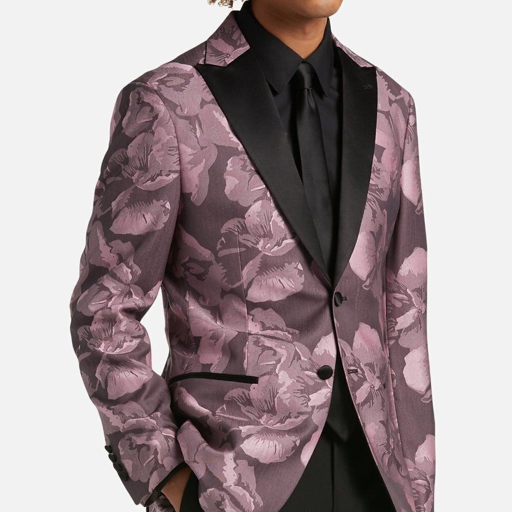 Egara‎ Men's Slim Fit Dinner Party Jacket Formal Pink Floral